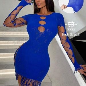 Blue dress body con poster inspired
